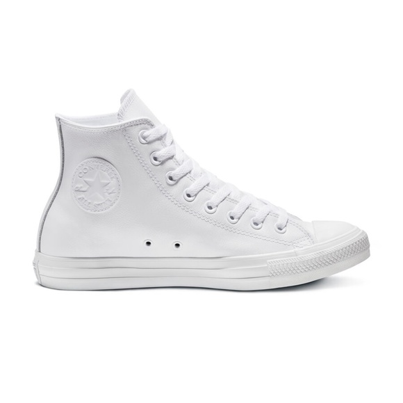 Converse White Leather High-Tops Mens Size 7.5 Womens Size 9.5 - Picture 2 of 8